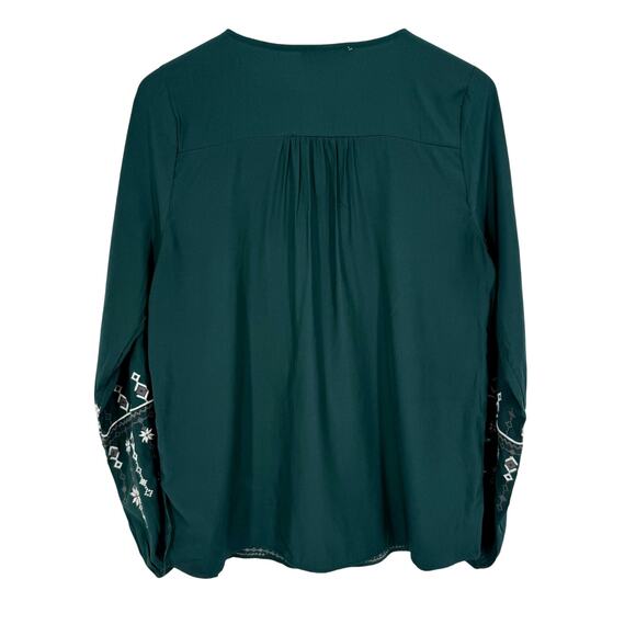 NEW NWOT Anthropologie Savanna Jane XL Green Embroidered Boho Shirt Top Holiday - Picture 8 of 8